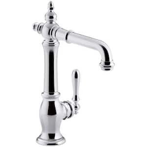 Artifacts Single-Handle Bar Faucet with Victorian Spout Design in Polished Chrome