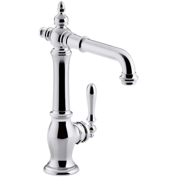 KOHLER Artifacts Single-Handle Bar Faucet with Victorian Spout Design in Polished Chrome