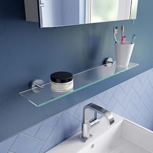 Pendle 5.3x24.3x2.1 in. Flexi-Fix Glass Bathroom Shelf in Chrome