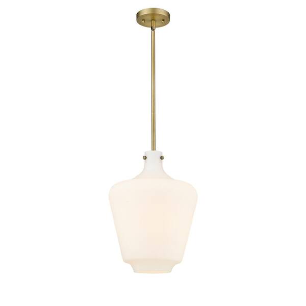 Innovations Norwalk 1Light Brushed Brass Shaded Pendant Light with Matte White Glass Shade 493