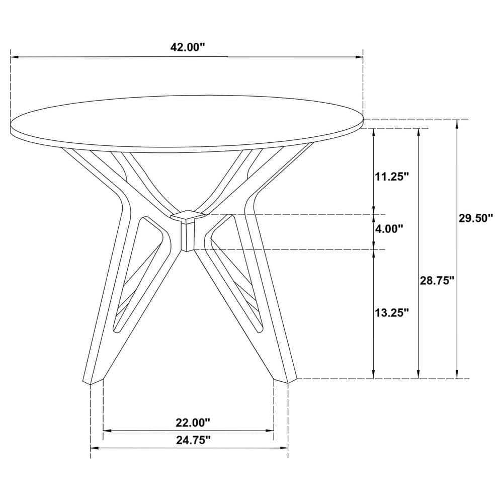 Light Walnut Round Mid-Century Modern Wood Dining Table