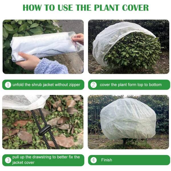 Warm Plant Protection Cover Bags for Winter Frost Cold Weather Shrubs & Trees Jacket Covers Homimp Frost Protection for Plants,4 Pack of Drawstring Plant Covers 31.5 x 47.3 Inch 