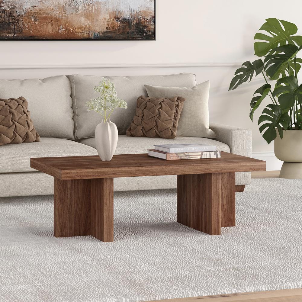 Meyer&Cross Dimitra 44 in. Satin Walnut Rectangle MDF Top Coffee