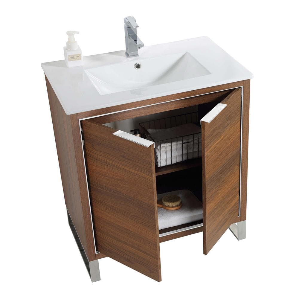 Opulence 30'' Walnut Ebony Single Bathroom Vanity with Chrome Hardware