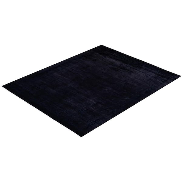 Fine Vibrance Black 8 ft. x 10 ft. Solid Wool Indoor Area Rug