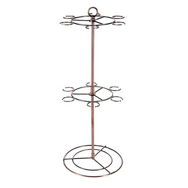 Black Metal Freestanding Countertop Wine Glass Rack Scrollwork 12 Hook Tabletop Stemware Organizer