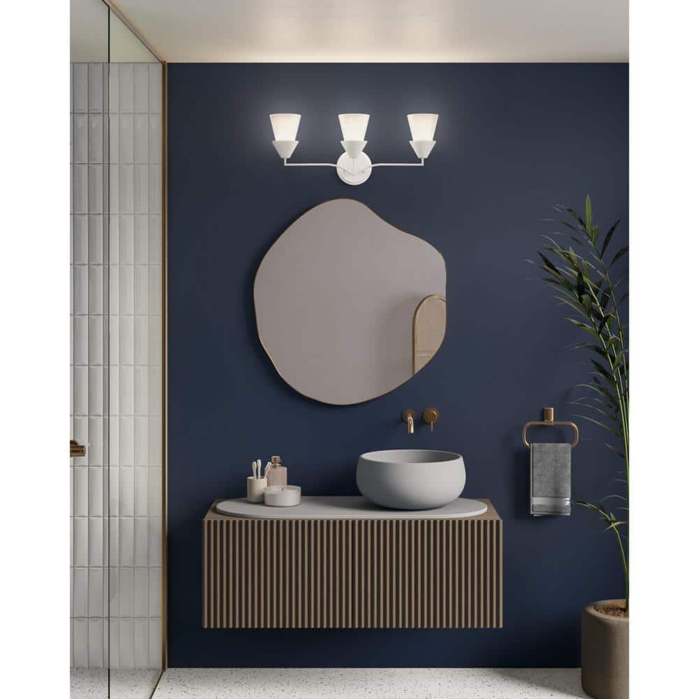 Pinellas White Plaster 3-Light Modern Vanity Fixture