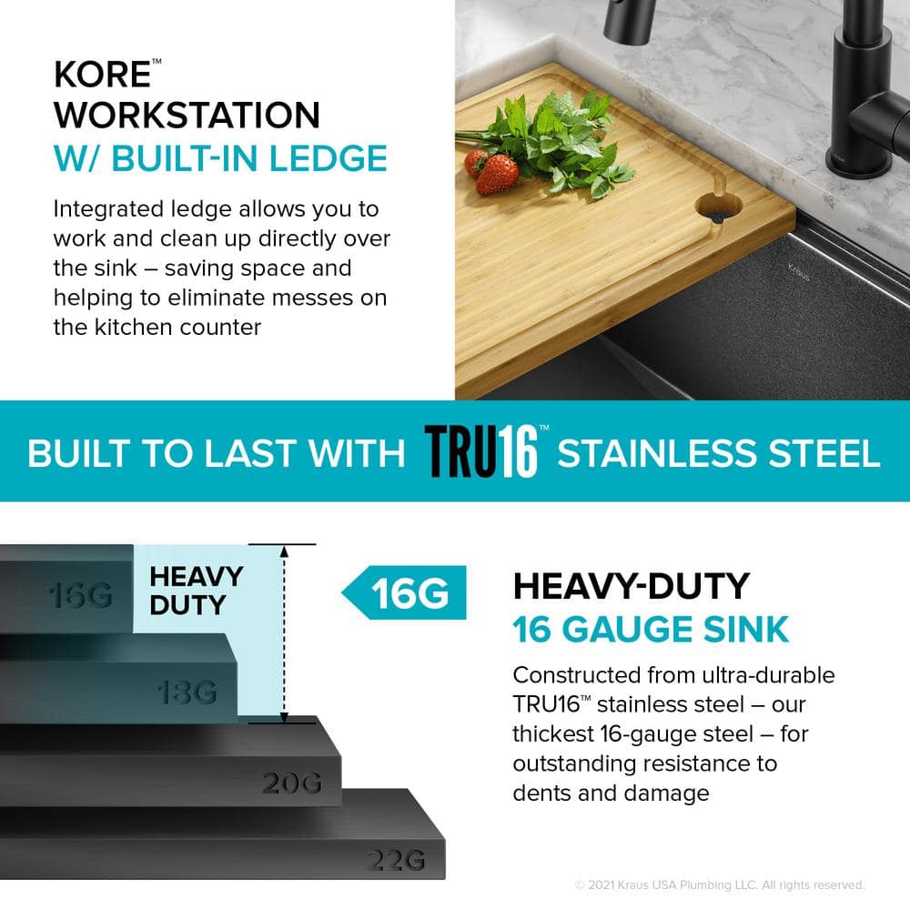 27-inch Black Stainless Steel Farmhouse Sink with Drainboard