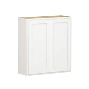 Shaker Partial Overlay 33 in. W x 12 in. D x 36 in. H Plywood Assembled Wall Kitchen Cabinet in Linen White