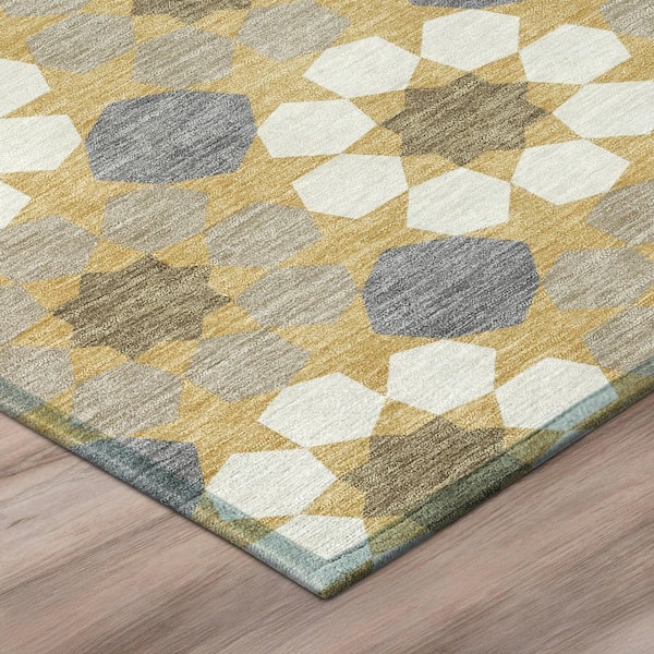 Chantille Machine Washable Indoor/Outdoor Abstract ACN2984 Gold 10 ft. x 14 ft. Area Rug