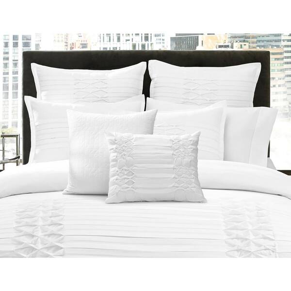 City Scene Triple Diamond 3-Piece White Solid Microfiber Full