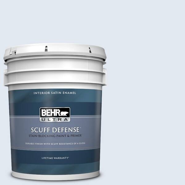 BEHR ULTRA 5 gal. #M540-1 Bellflower Blue Extra Durable Satin Enamel Interior Paint & Primer
