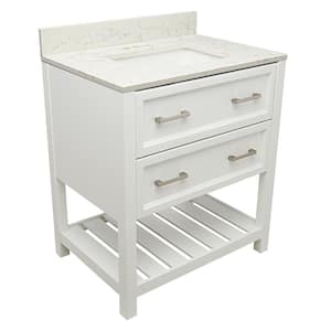 Milan 31 in. W x 22 in. D Bath Vanity in. White with Quartz Stone Vanity Top in Lyra White with White Basin