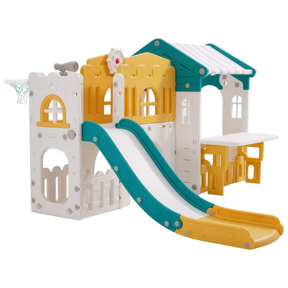 Outdoor Toddler Playhouse (Ages 1+) with Basketball, Telescope, Steering Wheel, Tunnel & Sales Window, HDPE Plastic price history on PriceWatchPro