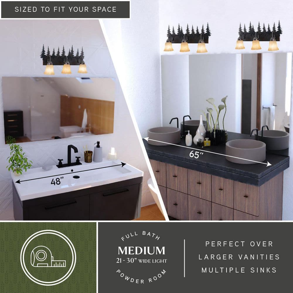Rustic Burnished Bronze 3-Light Tree Vanity Fixture