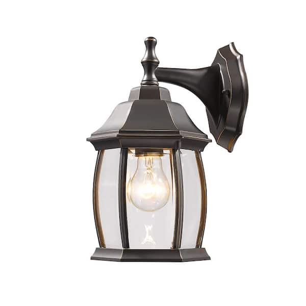 Unbranded Waterdown Oil Rubbed Bronze Outdoor Hardwired Lantern Wall Sconce with No Bulbs Included