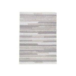 Modern Gray 5 ft. x 7 ft. Simple Abstract Design Soft Fabric Area Rug