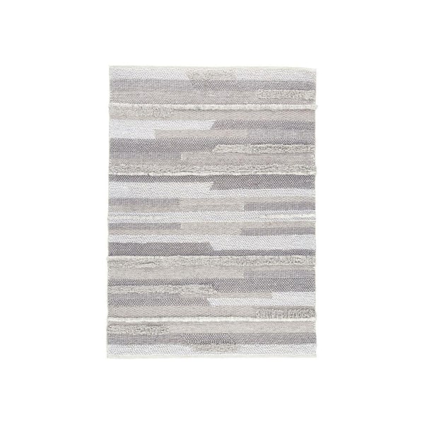 Benjara Modern Gray 5 ft. x 7 ft. Simple Abstract Design Soft Fabric Area Rug