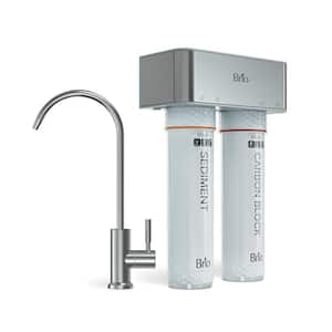 2-Stage Under Sink Filtration System Brushed Nickel Faucet 950 Gal. Capacity Sediment and Carbon Filters