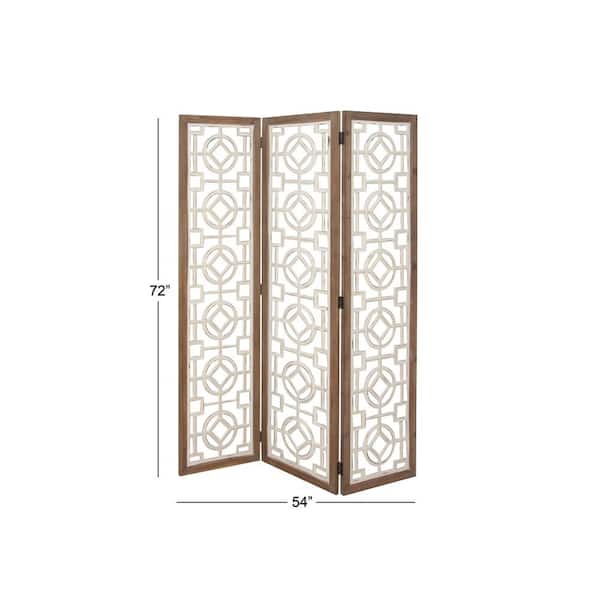 72 in. White Wood Farmhouse Room Divider Screen
