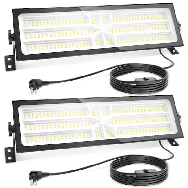 Linkable LED Shop Light 15 in. 100-Watt Daylight White Aluminum Garage Light w/ On/Off Switch and 9.84 ft. Cord (2-Pack)