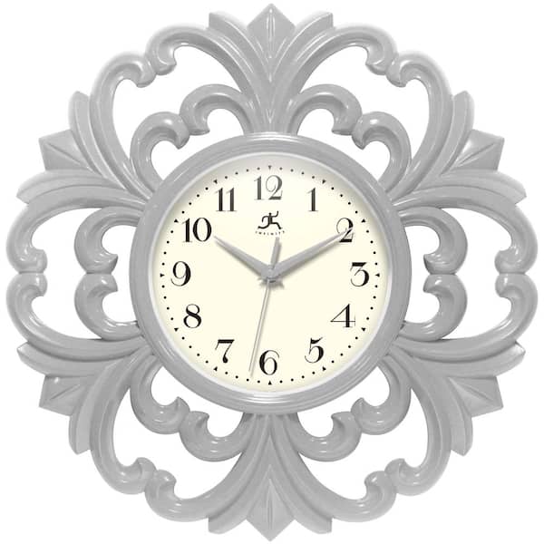 Wisteria 15.5 in. Stone Grey Resin Decorative Wall Clock
