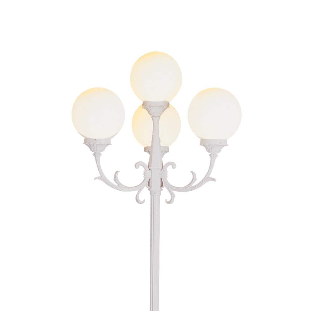 Classic White Cast Aluminum Outdoor Lamp Post - 89" Height