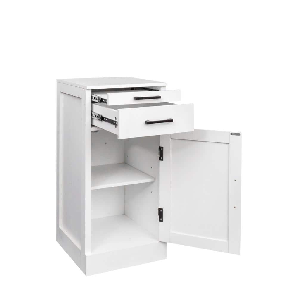 White 35.43 in. Accent Cabinet Office Storage Cabinet with 1 Shelf and 1 Drawer durable construction