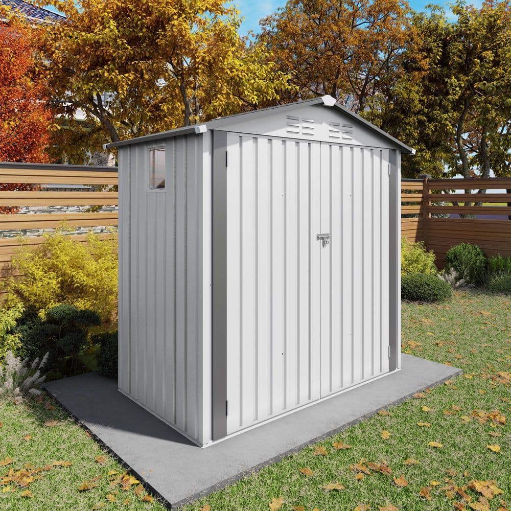 6 ft. W x 3.5 ft. D White Metal Outdoor Storage Shed w/ Clear