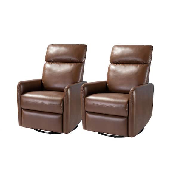 JAYDEN CREATION Quincy Brown Swivel Chair with Metal Base (Set of 2)