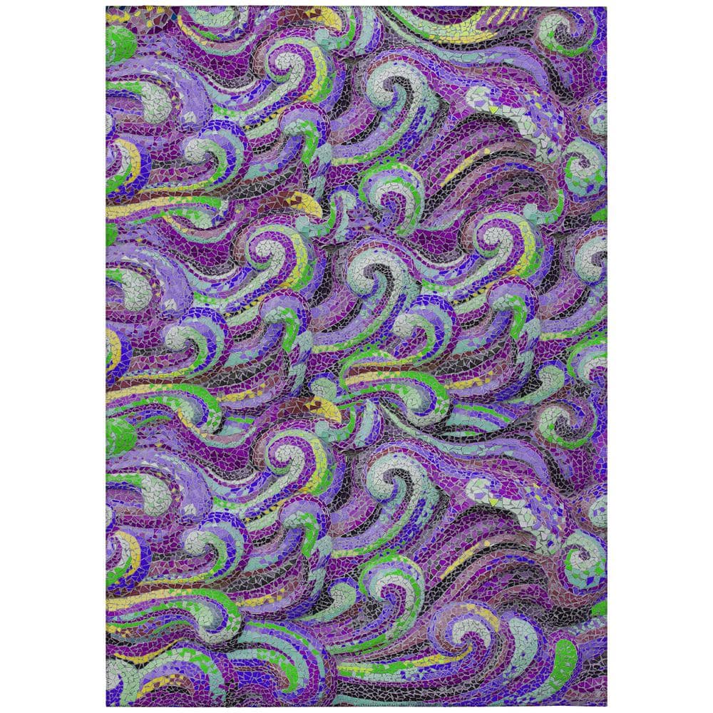 Surfside Purple 3 ft. x 5 ft. Geometric Indoor/Outdoor Area Rug