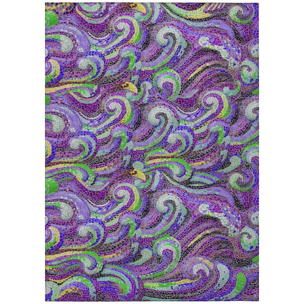 Addison Rugs Surfside Purple 8 ft. x 10 ft. Geometric Indoor/Outdoor Area Rug