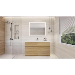 Angeles 60 in. W Bath Vanity in New England Oak with Reinforced Acrylic Vanity Top in White with White Basin