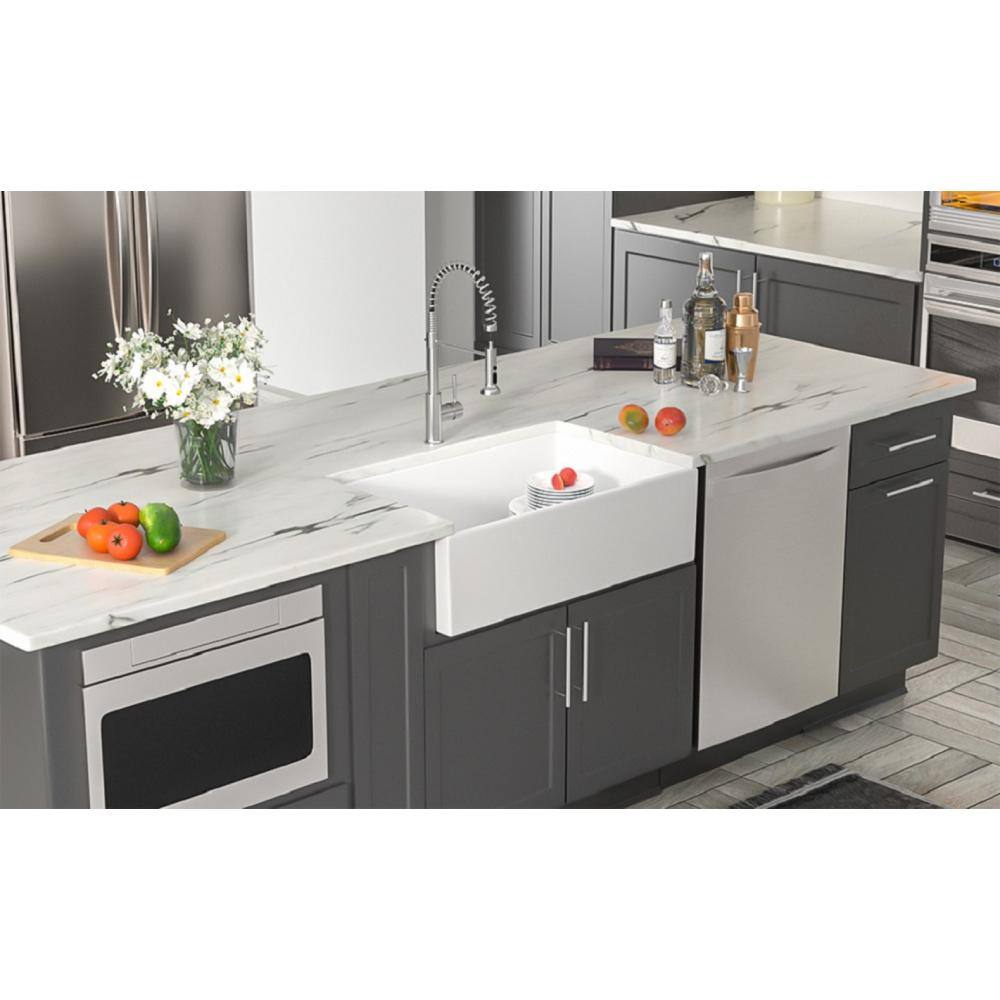 White 30-Inch Ceramic Farmhouse Apron-Front Kitchen Sink