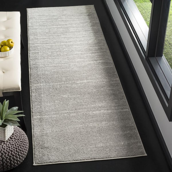 Adirondack Light Gray/Gray Solid Color 3 ft. x 16 ft. Striped Runner Rug