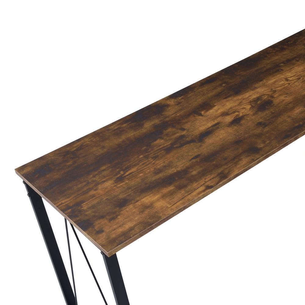 Small Rustic Black Wood Writing Desk with Drawer