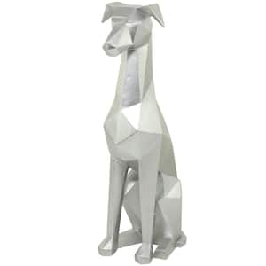 12 in. x 30 in. Silver Polystone Cubist Dog Sculpture