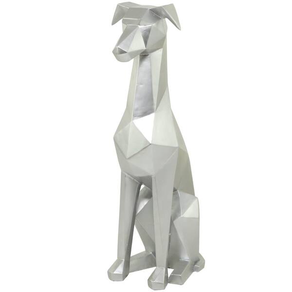 Novogratz 12 in. x 30 in. Silver Polystone Cubist Dog Sculpture