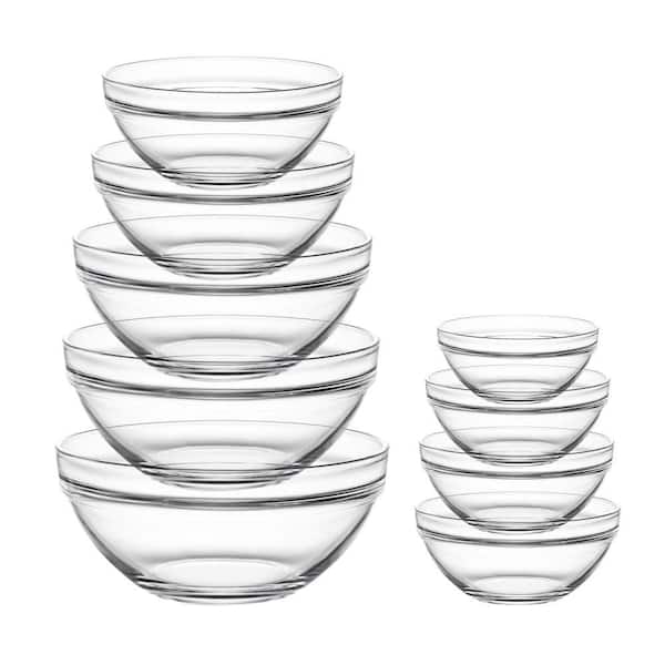 Glass Mixing Bowls Set for Cooking, Baking, Prepping, Space Saving Storage Nesting Bowls Bowl Set (Set of 9)
