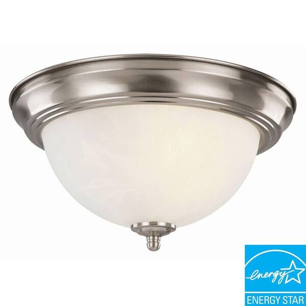 Design House Liberty 1-Light Satin Nickel Energy Star Ceiling Mount Light with Alabaster Glass