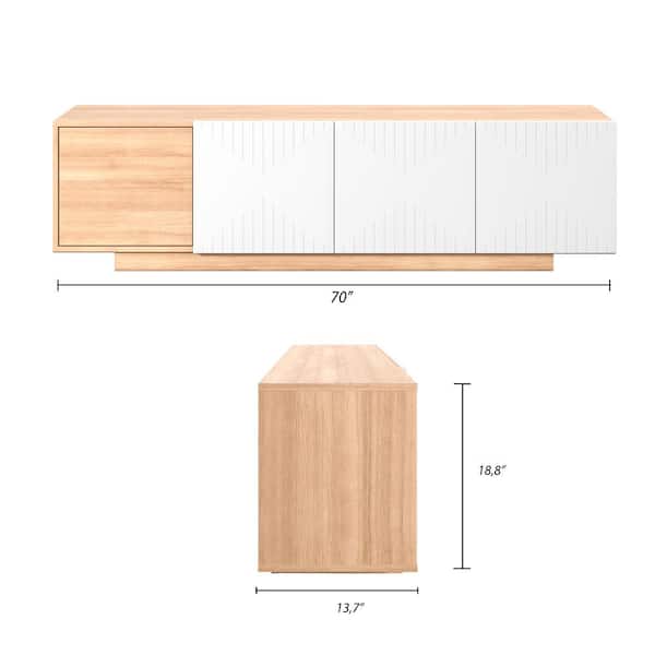 Nexera Riva Natural Maple and White TV Stand Fits TVs up to 80 in