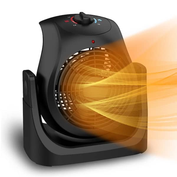 Lifeplus 2-In-1 Portable Electric Ceramic Space Heater and Indoor Table Fan Heater Combo 1500-Watt Black
