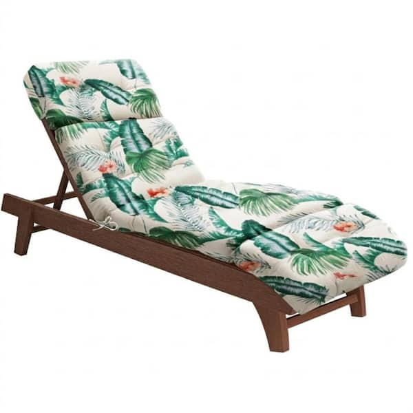 74.4 x 22.8 x 4.7 in Outdoor Chaise Lounge Cushion, Thick Patio Recliner Replacement Pad with Ties, Water-Repellent Cott