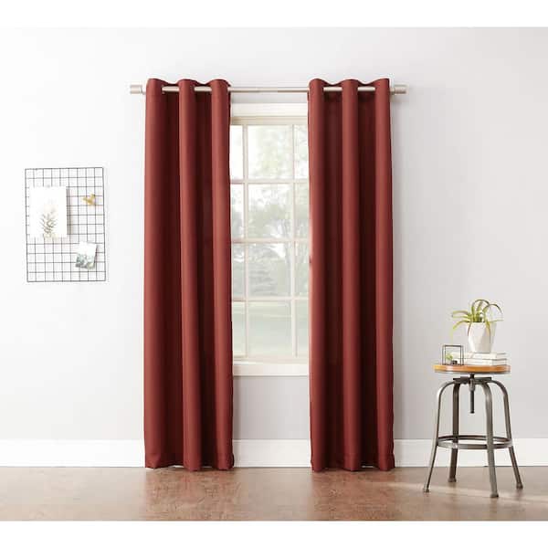 Unbranded Semi-Opaque Paprika No. 918 Casual Montego Woven Grommet Top Curtain Panel, 48 in. W x 95 in. L
