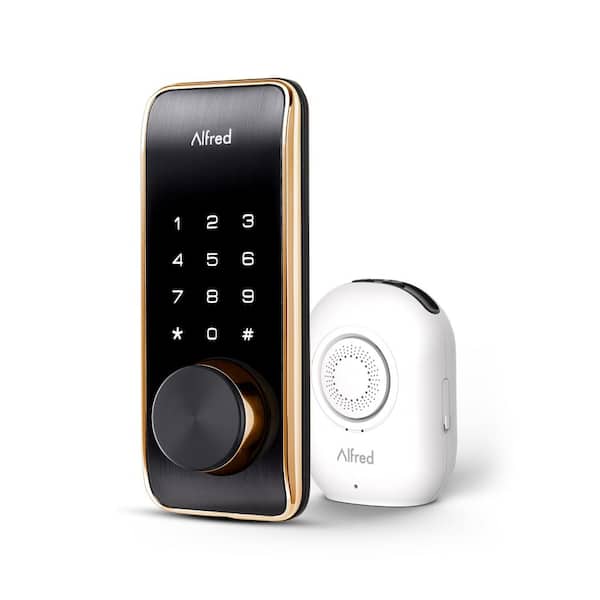 Alfred DB2-B Gold Smart Single Cylinder Electronic Deadbolt Lock featuring Wi-Fi with Key Override