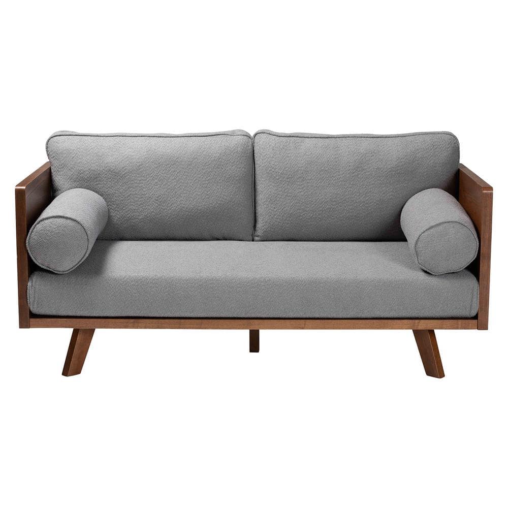 Uriel 72" Grey Boucle Fabric Lawson Sofa with Wood Frame