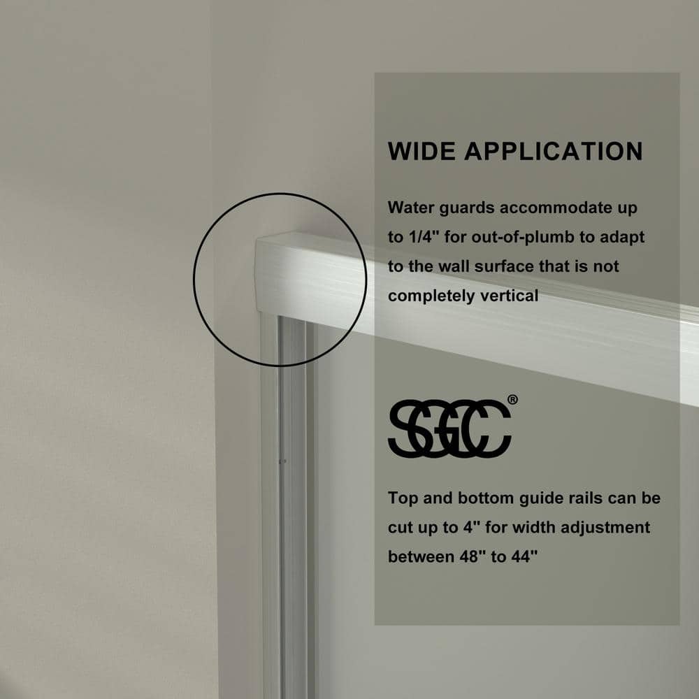 48" Brushed Nickel Framed Sliding Shower Door with Clear Glass