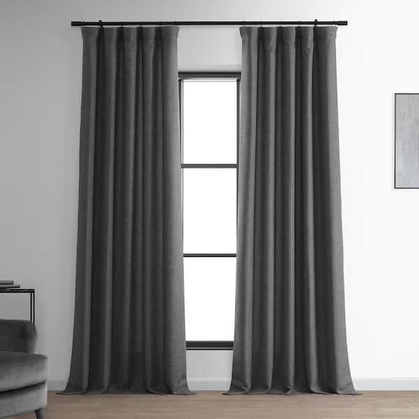 Exclusive Fabrics & Furnishings Anchor Grey Solid Rod Pocket Room Darkening Curtain - 50 in. W x 96 in. L (1 Panel)