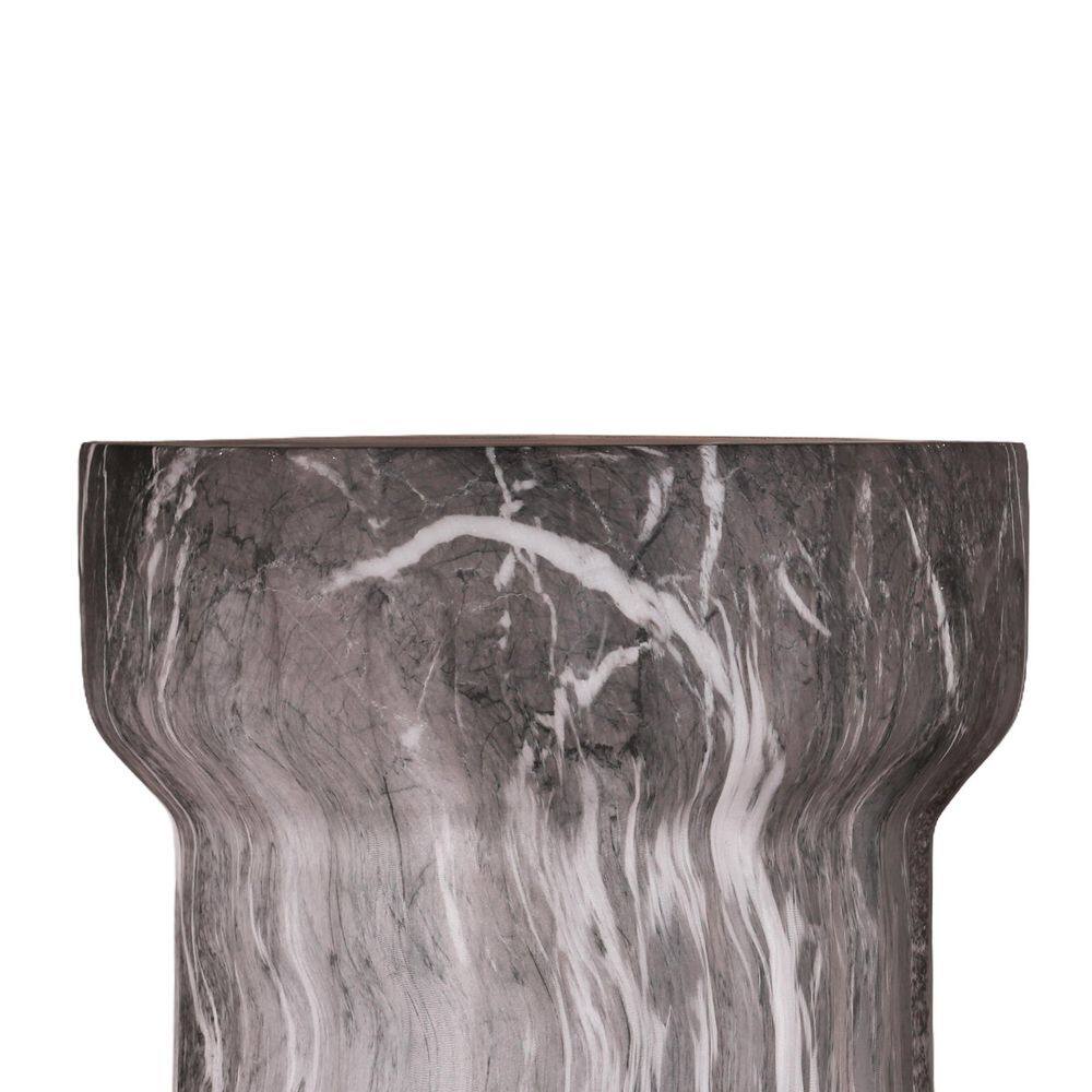 Modern Marble 15.55 in Round Magnesium Oxide End Table with Cylindrical Design - thumbnail 4