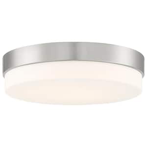Roma 18 in. Contemporary Brushed Steel, Opal Integrated LED Flush Mount